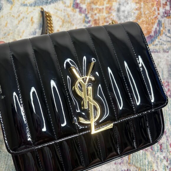 YSL Saint Laurent Vicky Quilted Patent Bag - Picture 14 of 16